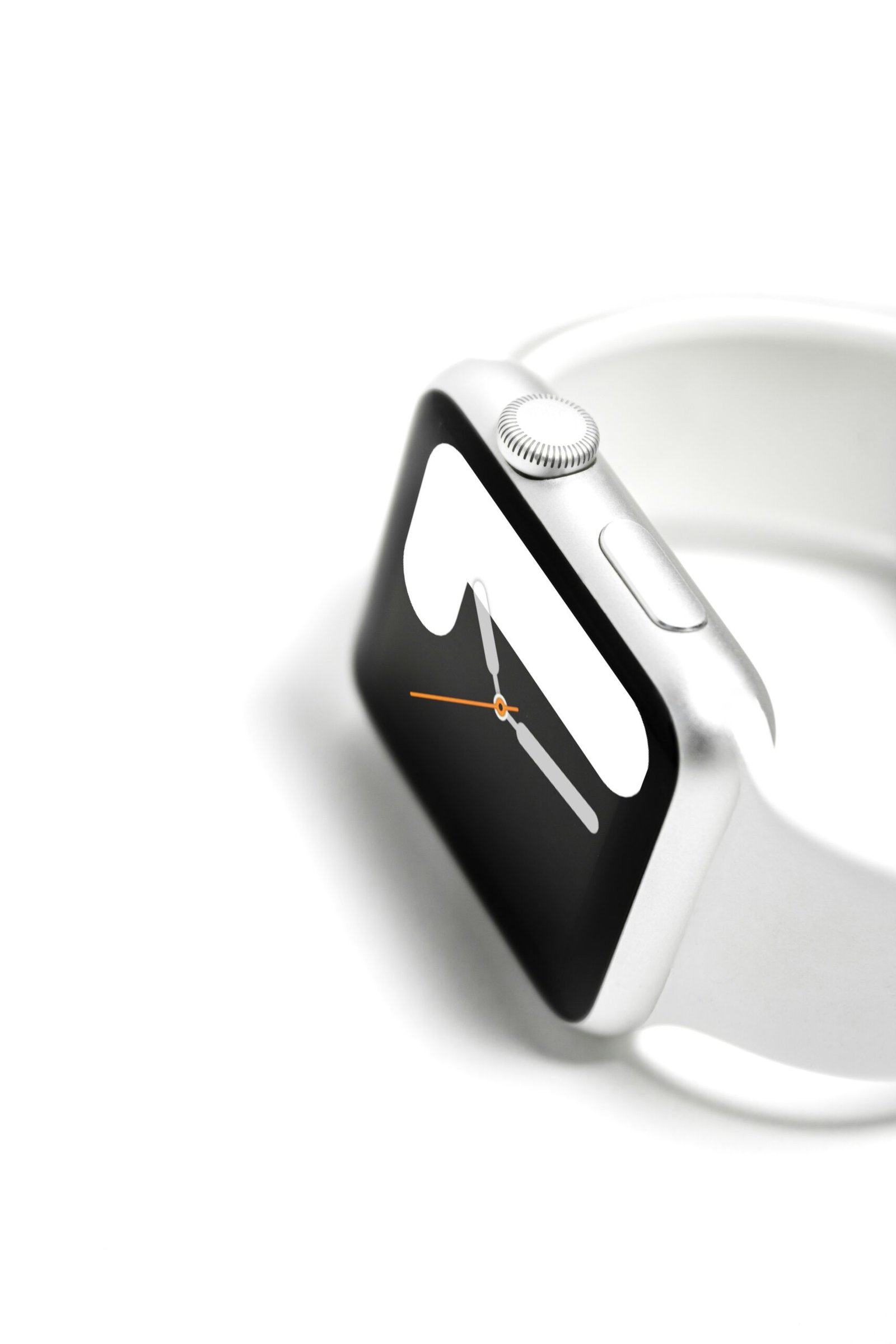 An apple watch with a black and white band